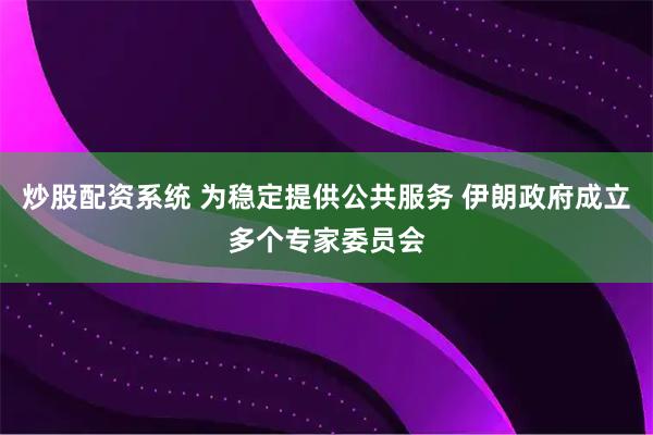 炒股配资系统 为稳定提供公共服务 伊朗政府成立多个专家委员会